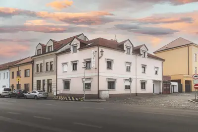 a large white building on the side of a street at Hotel Bohemia in Stará Boleslav