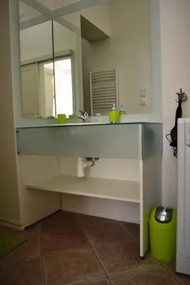 a bathroom with a sink and a mirror at Sunflower 2BDR Flat By Ruterra in Prague