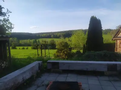 a view from the back yard of a house at Maringotka Waldeck in Ohrazenice