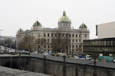 a large building with gold domes on top of it at Blue Courtyard Retreat Quiet Green View in Prague