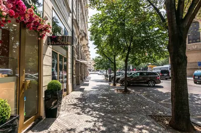 a street with a tree and a building at FAMILY 2 BEDROOM APARTMENT IN THE CITY CENTRE - by WISHLIST PRAGUE in Prague