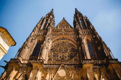 a close up of the facade of a cathedral at Letní pokoj na Pražské Letné H5 in Prague