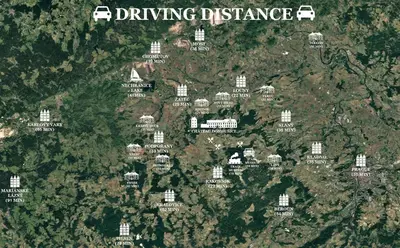 an overhead view of a map of a city at Apartment at Château Domoušice in Domoušíce