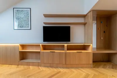 two beds in a bedroom with two pillows at Six Residences Prague in Prague