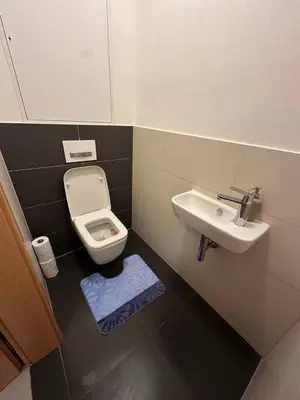 a small bathroom with a toilet and a sink at Royal Stay Wenceslas Square in Prague