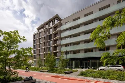 an external view of a building at Stylish Flat by the Metro in Prague