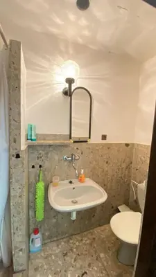 a bathroom with a sink and a toilet at ALEX-ASIE-EU penzion in Unhošť