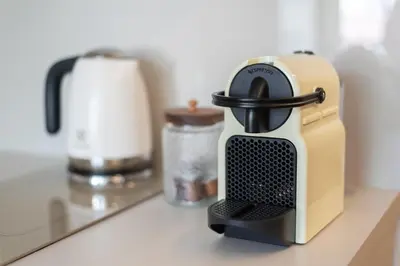 a toaster sitting on top of a kitchen counter at Urban Hideaway in Prague