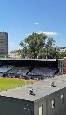 a view of a baseball stadium from the stands at Spacious urban apartment with terrace in Prague