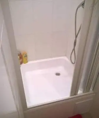 a shower in a bathroom with a white shower at Charles bridge, Old town3 Min walk Private Room F in Prague