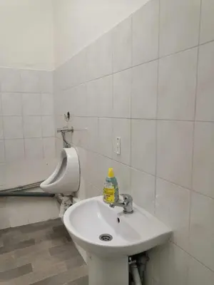 a bathroom with a white sink and a urinal at Old Town Center Just in 3 min Walk private room C in Prague