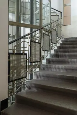 a set of stairs in front of a building at Authentically stylish apartment with a mystical view GOLEM in Prague