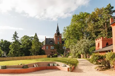 a view of the house from the garden at Zámecká Stodola - Červený Hrádek u Sedlčan in Sedlčany