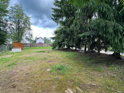 a large yard with a tree and a ladder at Solo tábořiště, kemp u vody, Nová Živohošť in Křečovice