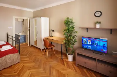 a bathroom with a toilet and a sink and a shower at Old Town - Templova Apartments in Prague