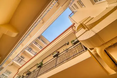 a view from the balcony of a building at Cozy Nest by Karlín Square in Prague
