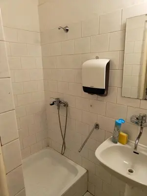 a bathroom with a shower and a sink at Comfy 2rooms Flat 4 persons & Parking in Prague