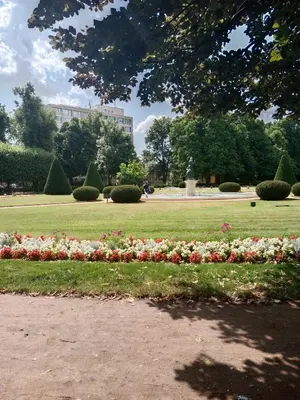 a water fountain at night in a park at Apartmán u Fontány 2-free parking in Poděbrady