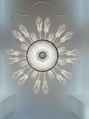 a chandelier hanging from a ceiling in a room at Kaple Jinak in Vrchovany