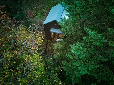 an overhead view of a bird house in the trees at Escape to the Czech Republic in this Wonderful Tree House in Nature in Prague