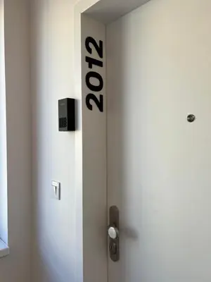 a door with the wordpolice written on it at Cozy studio in centre of prague 10 Vrsovice in Prague
