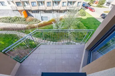 an overhead view of a walkway outside a building at New cozy apartment, Free Parking! in Prague