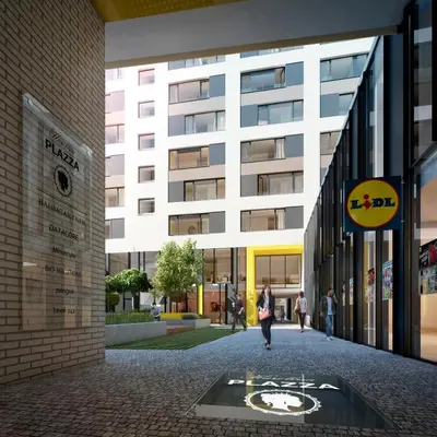 a rendering of the exterior of a building at Karlin Executive - Standing Desk, Monitor & Garage in Prague