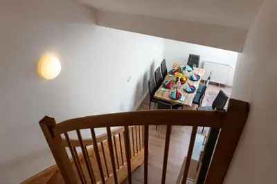 an overhead view of a dining room with a table at Royal Elephant Residence in Prague