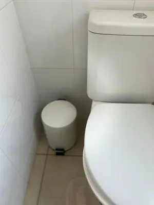 a bathroom with a white toilet in a stall at Affordable Top floor 2BR nightlife location in Center and yet Quite Sleep in Prague