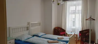 a bedroom with two beds and a window at 2 min Center Just In, Old Town Walk private room B in Prague