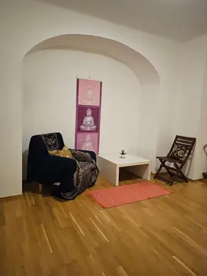 a living room with a chair and a table at 2 min Center Just In, Old Town Walk private room B in Prague