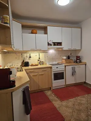 a kitchen with white cabinets and white appliances at 2 min Center Just In, Old Town Walk private room B in Prague