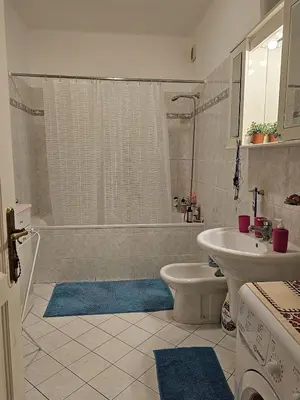 a bathroom with a sink and a shower and a toilet at 2 min Center Just In, Old Town Walk private room C in Prague