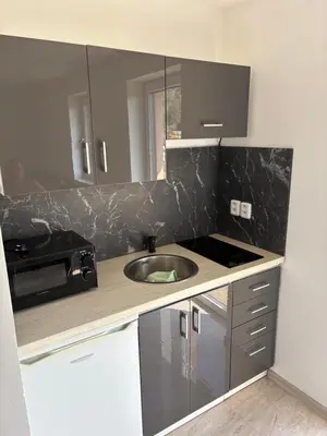 a kitchen with a sink and a microwave at Countryside Apartments 252 in Poříčí nad Sázavou