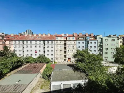a view of a large building in a city at Prague Days - Studio near Vyšehrad with Netflix and 250Mbs WiFi in Nusle in Prague