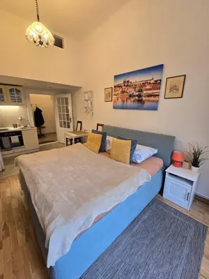 a bedroom with a large bed in a room at Get Prague Flat Slovenska in Prague