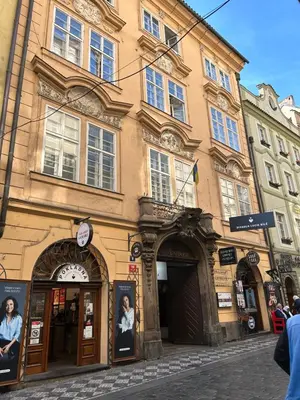 a building on the side of a street at Pension Karlova in Prague
