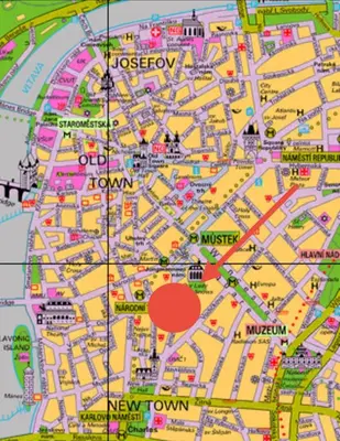 a map of the city of new town at Heart of Prague Stylish 3BR Apartment in Prague