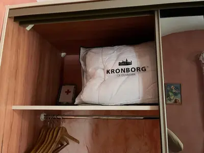 a pillow is sitting on top of a bunk bed at Apartmán LACRON Praha in Prague