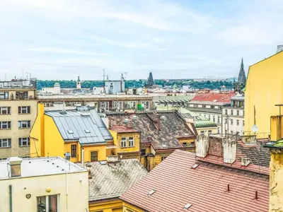 an overhead view of a city with buildings at Apartment Washington-4 by Interhome in Prague