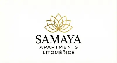 a sign that reads samaya supplements ammunition with a lotus flower at Samaya Apartment in Litoměřice