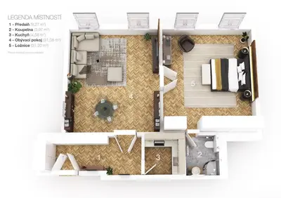 a rendering of a floor plan of a apartment at Designový Apartmán in Prague