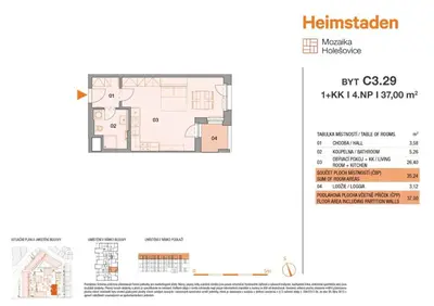 a floor plan of a house with a diagram at ANIMA Home, free parking in Prague