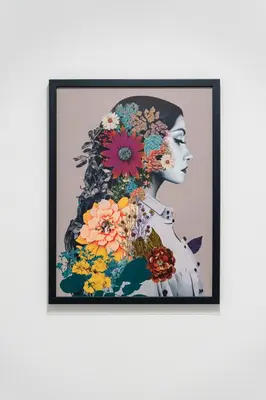 a framed picture of a woman with flowers on a wall at Timeless Elegance Suite in Prague