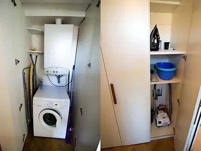a laundry room with a washer and dryer at Ruterra Red Roofs View With Garage in Prague