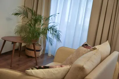 a living room with a couch and a table with a plant at U Šuterů Boutique Hotel in Prague