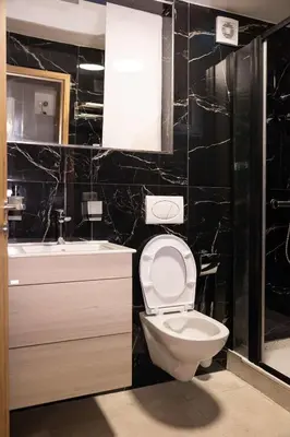 a bathroom with a toilet and a sink at Novohome in Prague