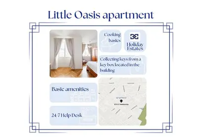 a screenshot of a room with a bed in a room at Little Oasis in Prague