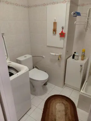 a small bathroom with a toilet and a sink at At the Star in Kladno
