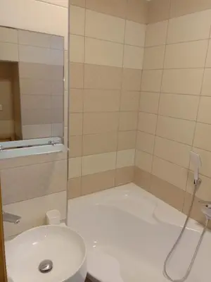 a bathroom with a shower and a toilet and a sink at Historic Villa Apartments in Prague